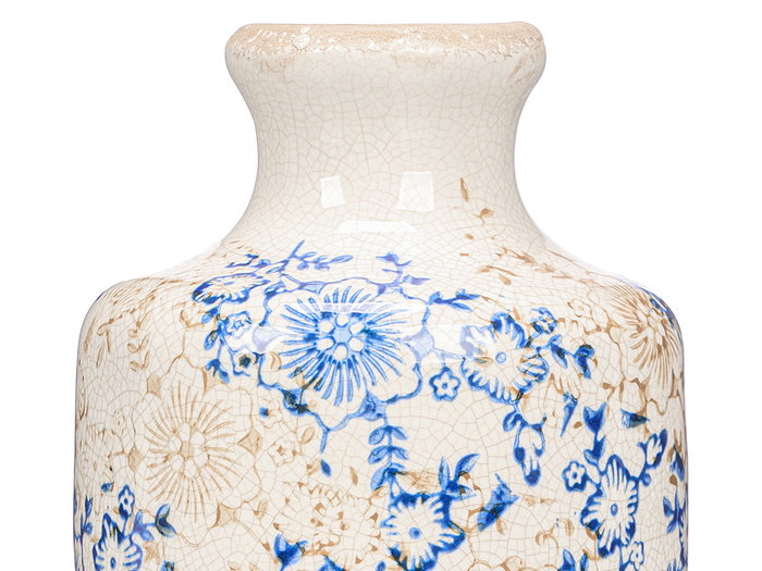 Giftdecor Jarron Nonna Botella Cerámico Azul Beige Blanco 27 cm Alto (Set de 6)