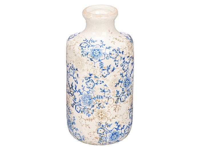 Giftdecor Jarron Nonna Botella Cerámico Azul Beige Blanco 27 cm Alto (Set de 6)