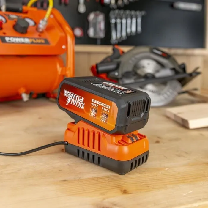 Dual Power POWDP90640 Batería y Cargador 2.5Ah/5.0Ah 2x20V Herramientas de Bricolaje Inalámbricas