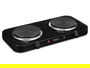 Argon Hornillo Eléctrico Doble 2000W Negro, Dimensiones 48x27x5 cm, Hierro, Cable 90 cm (Set de 4)