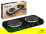 Argon Hornillo Eléctrico Doble 2000W Negro, Dimensiones 48x27x5 cm, Hierro, Cable 90 cm (Set de 4)