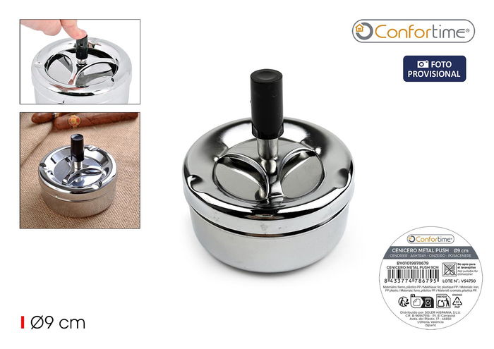 Confortime Cenicero Acero Push 9 cm (24 Unidades) Confortime Cenicero Acero Push 9 cm (24 Unidades)