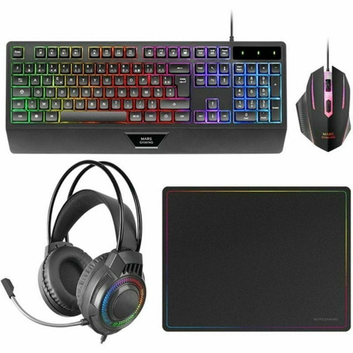 Mars Gaming MCP124PRO Kit Gaming 4en1 con Teclado H-Mech, Ratón, Auriculares y Alfombrilla RGB Mars Gaming MCP124PRO Kit Gaming 4en1 con Teclado H-Mech, Ratón, Auriculares y Alfombrilla RGB