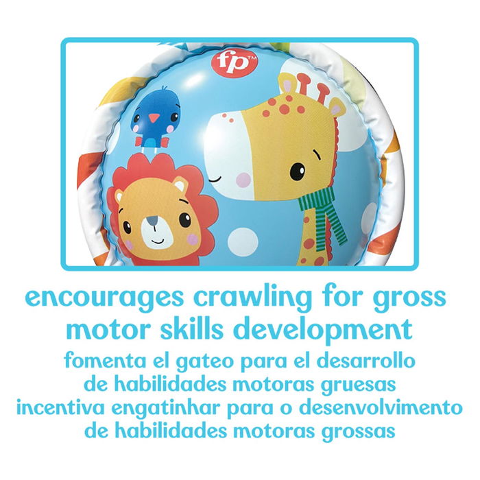 DEQUEBE Cilindro Hinchable para Gateo Fisher Price con 3 Pelotas y Compartimentos, +6 Meses, 48x44x25cm