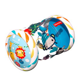 DEQUEBE Cilindro Hinchable para Gateo Fisher Price con 3 Pelotas y Compartimentos, +6 Meses, 48x44x25cm
