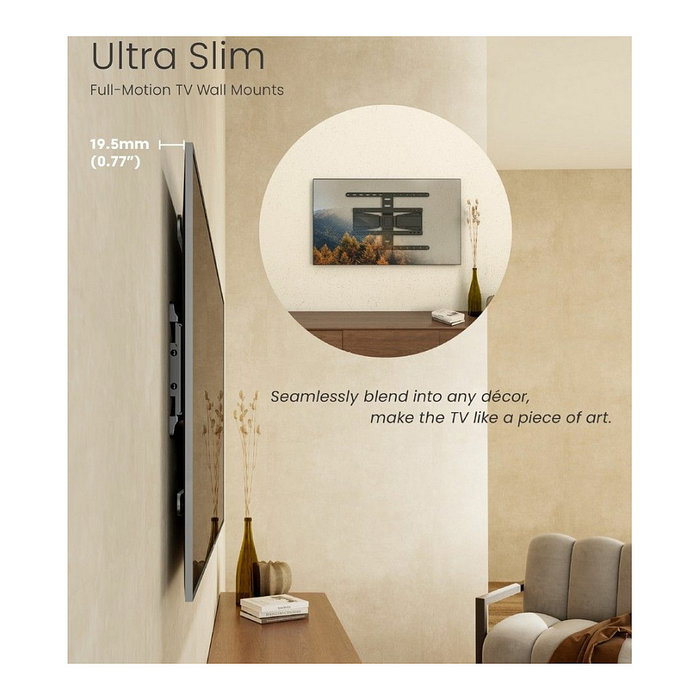 EQUIP Wandhalterung TV 43-90 Pulgadas Soporte de Pared Slim, 1 Brazo Articulado, Capacidad 50 kg, Color Negro EQUIP Wandhalterung TV 43-90 Pulgadas Soporte de Pared Slim, 1 Brazo Articulado, Capacidad 50 kg, Color Negro