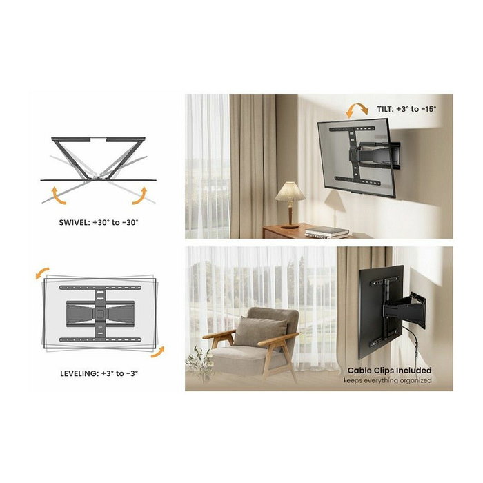 EQUIP Wandhalterung TV 43-90 Pulgadas Soporte de Pared Slim, 1 Brazo Articulado, Capacidad 50 kg, Color Negro EQUIP Wandhalterung TV 43-90 Pulgadas Soporte de Pared Slim, 1 Brazo Articulado, Capacidad 50 kg, Color Negro