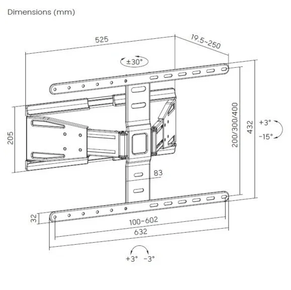 EQUIP Soporte de pared ultraplano Full Motion 43''-90''