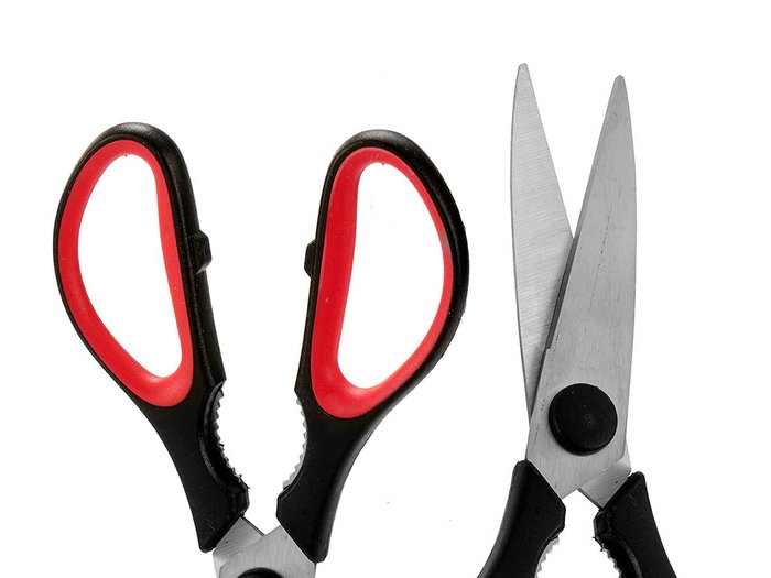 Kinvara Tijera de Cocina con Protector Magnético de Seguridad, Negro y Rojo, Dimensiones: 22 x nuestras x 8 cm (Set de 36)