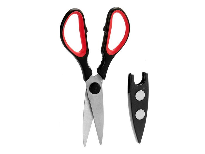Kinvara Tijera de Cocina con Protector Magnético de Seguridad, Negro y Rojo, Dimensiones: 22 x nuestras x 8 cm (Set de 36)
