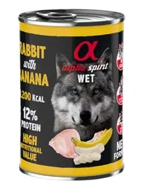 Alpha Spirit Alimento Húmedo para Perros Conejo con Plátano Lata 6x400 gr