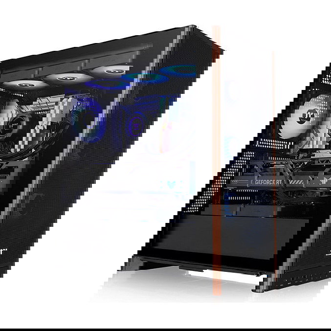 Thermaltake Caja Midi Tower S370 WS Negra para PC, ATX, EATX, Micro-ATX, Mini-ITX, Vidrio Templado, Ideal para Gaming