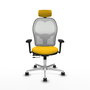 PIQUERAS Y CRESPO Silla de oficina Jorquera con mecanismo Sincro/Traslack, Amarillo y Blanco