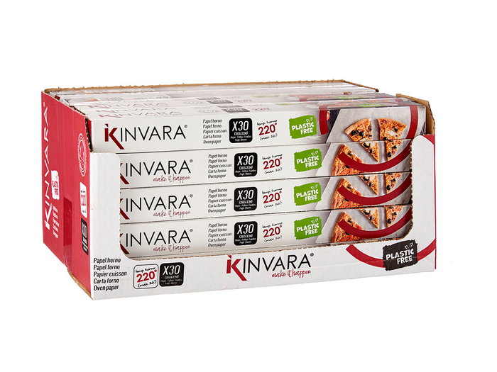 Kinvara Papel Horno 30 Hojas 38 x 41 cm Antiadherente para Freidora de Aire y Horno (Set de 24)