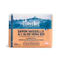 LA CORVETTE Jabon Solido Lavaplatos Bicarbonato Y Aloe Vera 200 Gr Zero Waste Ecológico