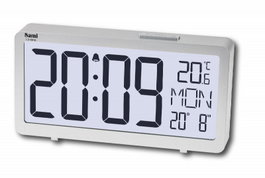 SAMI Despertador Digital LCD con Calendario y Termómetro, Digitos XXL, Pantalla Blanca
