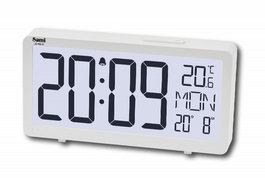 SAMI Despertador Digital LCD con Calendario y Termómetro, Digitos XXL, Pantalla Blanca