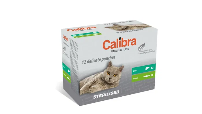 Calibra Cat Sterilised Pouch Multipack Caja 12x100 gr Bocaditos Hígado y Salmón en Salsa para Gatos Esterilizados Calibra Cat Sterilised Pouch Multipack Caja 12x100 gr Bocaditos Hígado y Salmón en Salsa para Gatos Esterilizados