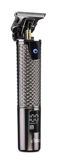 Ufesa CP Razor Fade 60105931 Cortapelos Recargable, Cuchilla en Forma T de 40 mm, Incluye 3 Peines Fijos y Plantilla 8-en-1, Negro Metálico