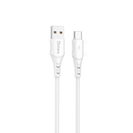 Qcharx Cable Lisbon USB A a Micro USB, Cable de Carga Rápida y Datos 3A, 1 Metro, Blanco PVC