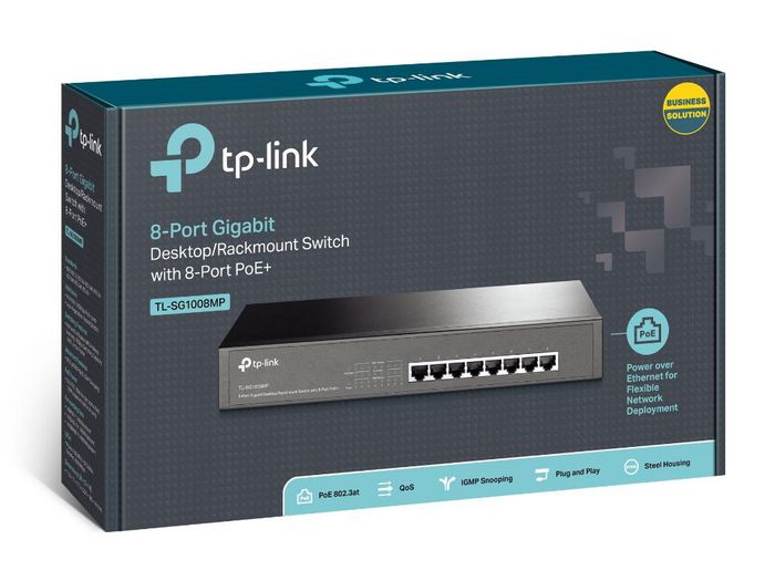 Omada TL-SG1008MP - Conmutador de 8 Puertos Gigabit con PoE+ (126W), Montaje en Rack, 10/100/1000 Mbps, Ahorro Energético