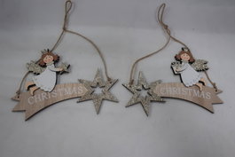DKD Home Decor Decoración Colgante Madera 22,5x0,5x15 Surtido de 2