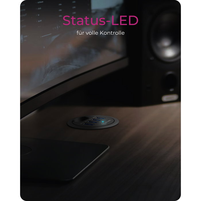 ICY BOX IB-HUB1403 Hub USB 3.0 de sobremesa con 4 puertos Tipo A, 5 Gbps, Negro, 1.2 m cable