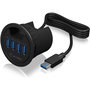 ICY BOX IB-HUB1403 Hub USB 3.0 de sobremesa con 4 puertos Tipo A, 5 Gbps, Negro, 1.2 m cable