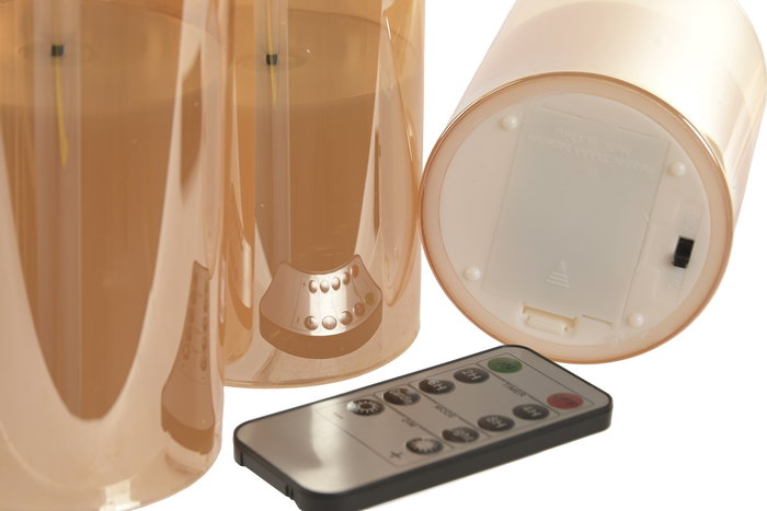 DKD Home Decor Vela Led Glam Dorado 7.5 x 15 x 22 cm Set de 3