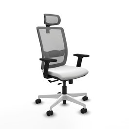 PIQUERAS Y CRESPO Silla de oficina Haches con mecanismo Sincro/Traslack, Blanco y Gris