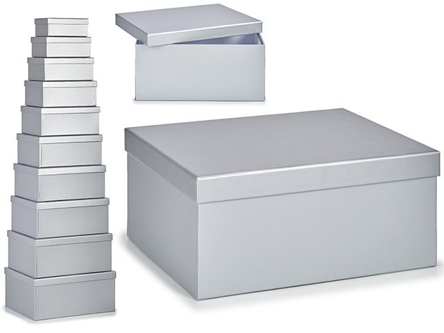 Pincello Set 10 Cajas de Cartón Color Plata 37.5x29x16.5 cm (Set de 2) Pincello Set 10 Cajas de Cartón Color Plata 37.5x29x16.5 cm (Set de 2)