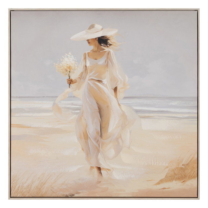 Cuadro Pintura Mujer-Playa 2/M Lienzo 80 X 3,50 X 80 cm (Set de 2)