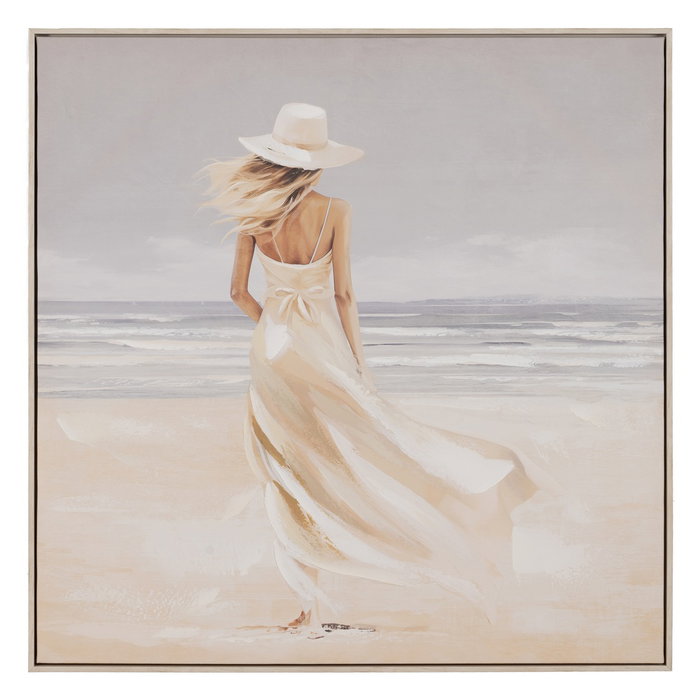Cuadro Pintura Mujer-Playa 2/M Lienzo 80 X 3,50 X 80 cm (Set de 2)