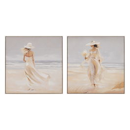 Cuadro Pintura Mujer-Playa 2/M Lienzo 80 X 3,50 X 80 cm (Set de 2)