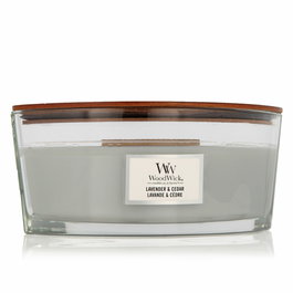 Woodwick vela Lavender & Cedar 453,6 gr, mecha madera, cera soja, aroma relajante