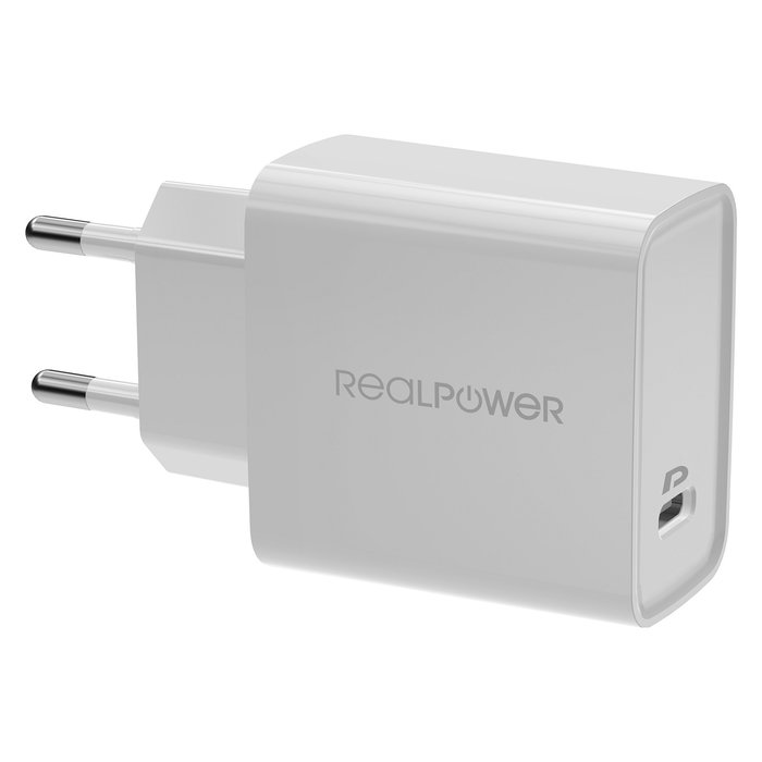 RealPower Cargador Inalámbrico C-MagSet 20W con Base de Carga, Blanco, 85 mm * 46.5 mm * 27.5 mm, Alimentación Corriente Alterna, Certificado CE, RoHS