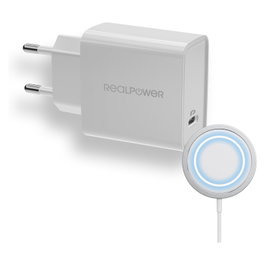 Realpower PC-MagSet de 20W con puerto USB Tipo C y carga inalámbrica