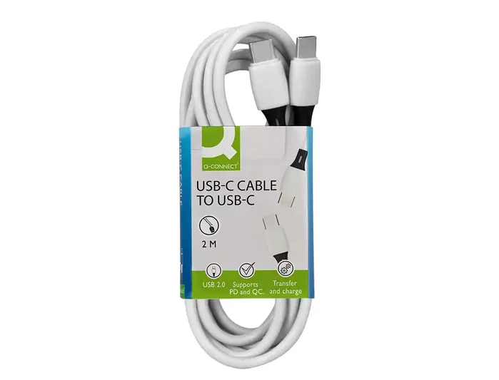 Q-connect Cable USB-C a USB-C PVC 2m Blanco Q-connect Cable USB-C a USB-C PVC 2m Blanco