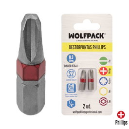 WOLFPACK LINEA PROFESIONAL Puntas Destornillador Phillips Nº 3 (2 Piezas)