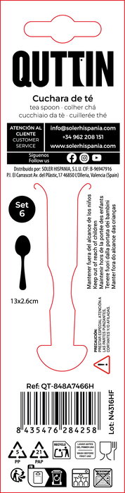 Inde Set 6 Cucharas de Té "Antartica" 1.5 mm Acero Inoxidable 13 cm (12 Cajas)