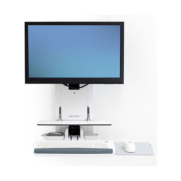 Ergotron StyleView 61-080-062 Soportes de Monitor Vertical Sit-Stand para Pared, Blanco, 61 cm (24 pulgadas), 15 kg, 100x100/75x75 mm VESA