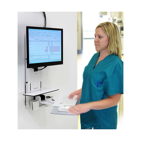 Ergotron StyleView 61-080-062 Soportes de Monitor Vertical Sit-Stand para Pared, Blanco, 61 cm (24 pulgadas), 15 kg, 100x100/75x75 mm VESA