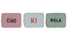 DKD Home Decor Surtido de 3 Fundas Canvas para Portátil Tropical Boho, 32,5x1,5x24 cm