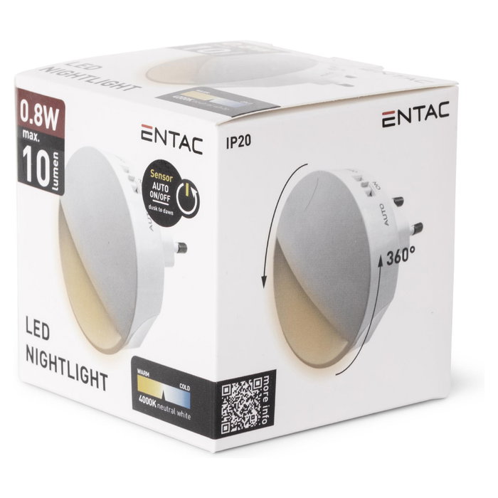ENTAC Luz de noche con enchufe ENL-0.8W-CDS Blanco ENTAC Luz de noche con enchufe ENL-0.8W-CDS Blanco