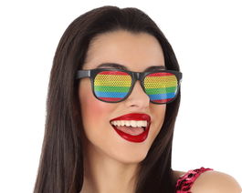 Gafas Rejilla Multicolor Arcoíris Orgullo para Celebraciones, Festivales y Disfraces