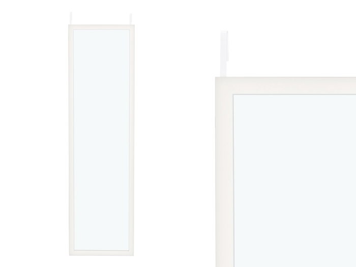 Giftdecor Espejo Puerta Blanco con Marco de MDF y Metal, Vidrio Reflectante, Dimensiones 34x124x1.5 cm - Ideal para Decoración de Pared (Set de 12)