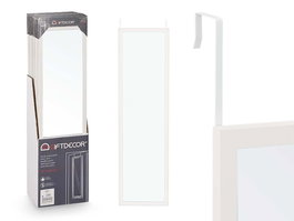 Giftdecor Espejo Puerta Blanco con Marco de MDF y Metal, Vidrio Reflectante, Dimensiones 34x124x1.5 cm - Ideal para Decoración de Pared (Set de 12)