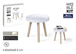 Inde Mesita Auxiliar de Madera Blanca, 60 cm de Largo, con Estructura de Metal - Mesa de Noche o Salón (4 Unidades)