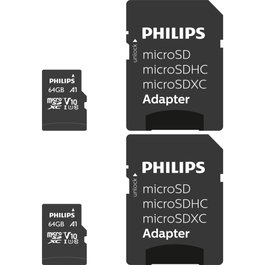 Philips MicroSDXC Pack de 2 de 64 GB con Adaptador