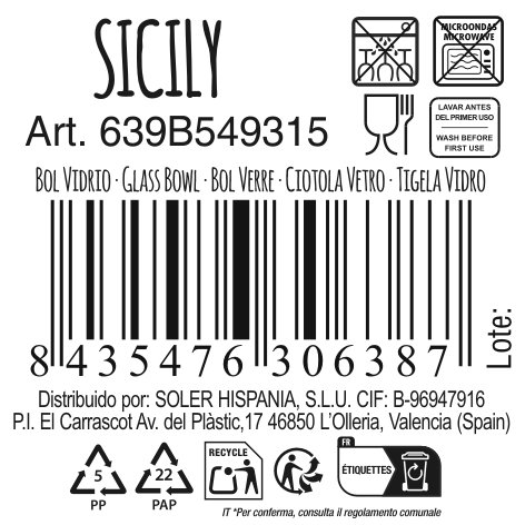 La Mediterranea Bol Snacks Colores Sicily de 15 cm (48 Unidades)